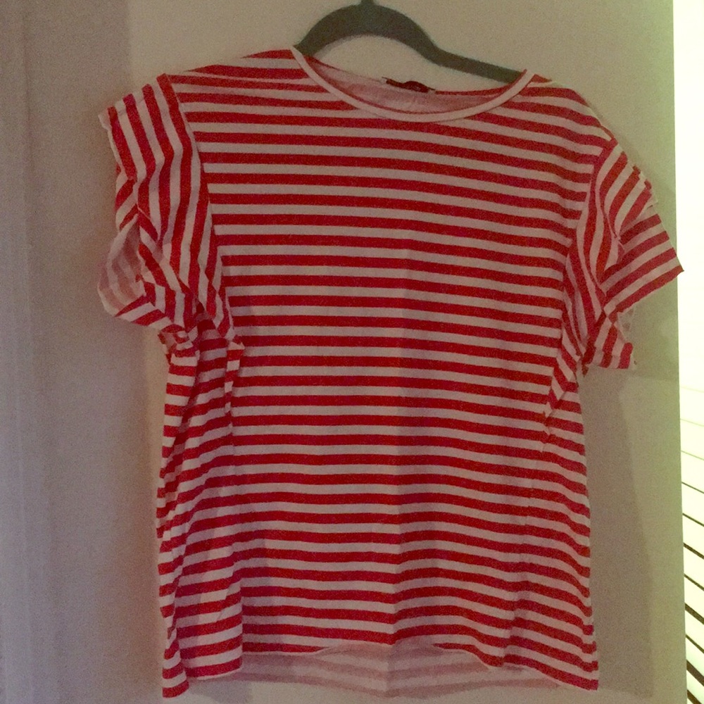 Red and white striped tee shirt